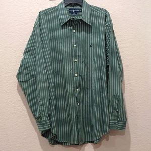Ralph Lauren Blaire men's XL button up dress shirt Green Stripes